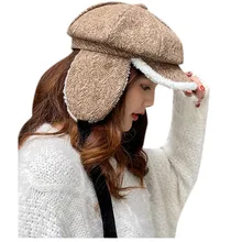 Ветрозащитная шапка с ушками, теплая шапка, модная Милая женская зимняя шапка, модная женская зимняя шапка со звездами, бархатные теплые вязаные шерстяные шапки YL5