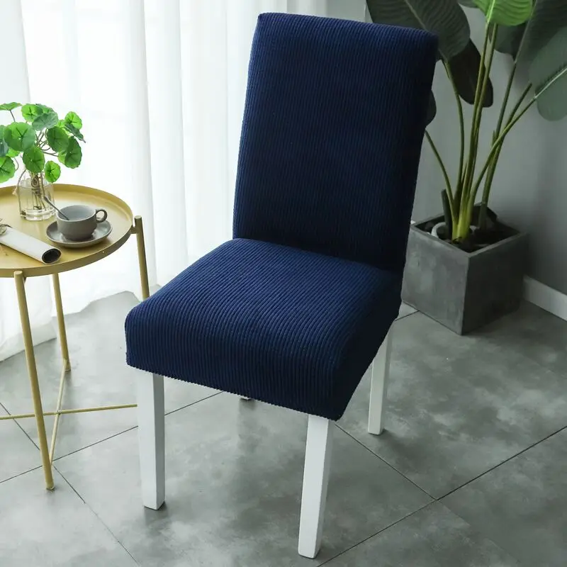Navy blue Супер мягкий флисовый тканевый чехол на стулья Большой/средний/маленький размер чехлы на стулья эластичные чехлы на кресла спандекс для кухни/свадьбы - Цвет: Navy blue