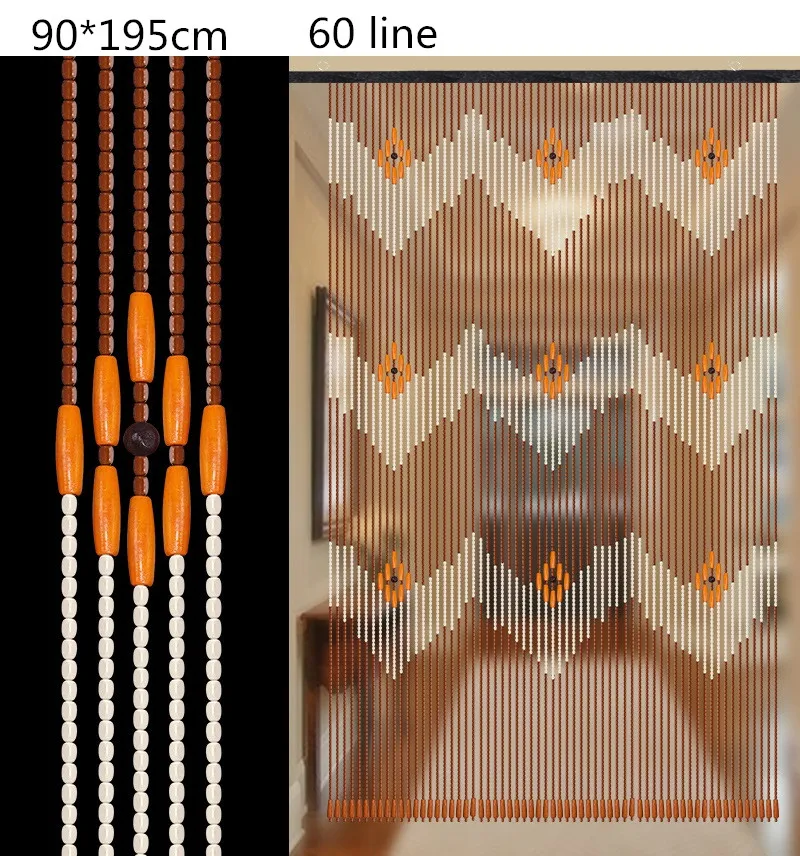 Tenda Porta Con Perline In Legno Lucido – 90x175 Cm, 27 Fili, Protezione Insetti E Decoro Retrò Per Ingresso E Divisorio