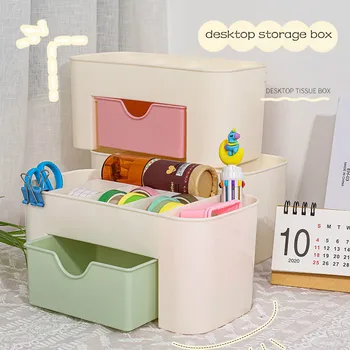 

Multi-function School Office Desktop Stationery Papeleria Storage Box Large Drawer Cosmetic Sorting Organizer Box Supplies