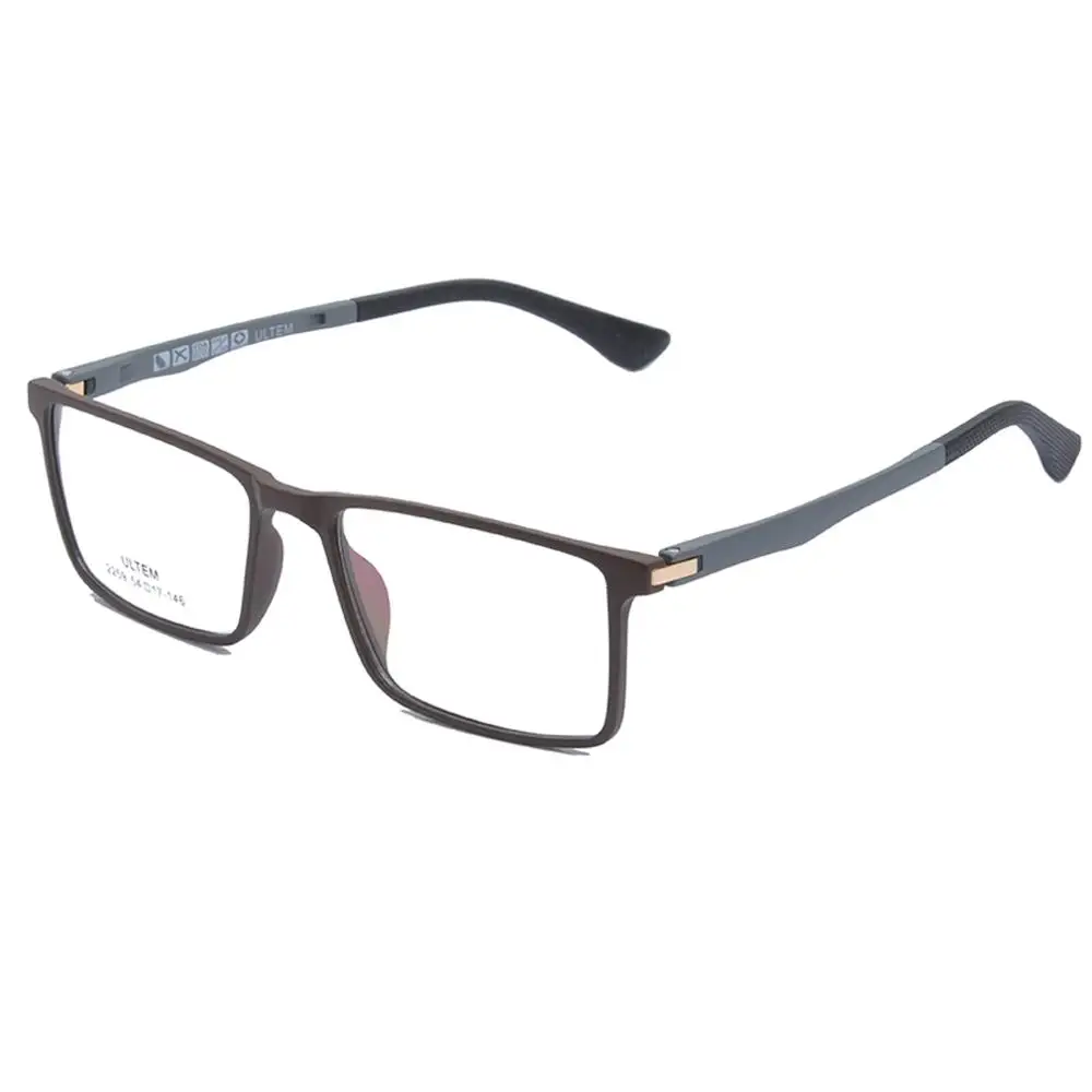 ULTEM ультра-светильник очки мужские очки с пружинным шарниром прямоугольные очки для глаз для мужчин 54 мм Спортивная оптическая оправа W/чехол - Цвет оправы: C150-Matte Coffee