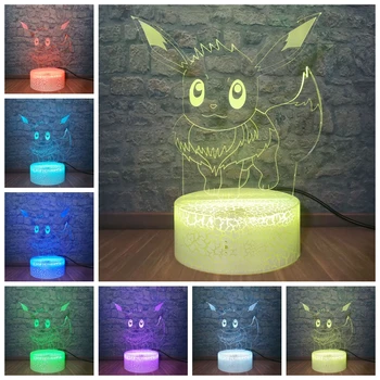 

Pokemon GO Game Eevee 3D Night Light 7 Color Change LED USB Kids Desk Lamp Illusion Christmas Kid Holiday Gift Lava Home Deocr