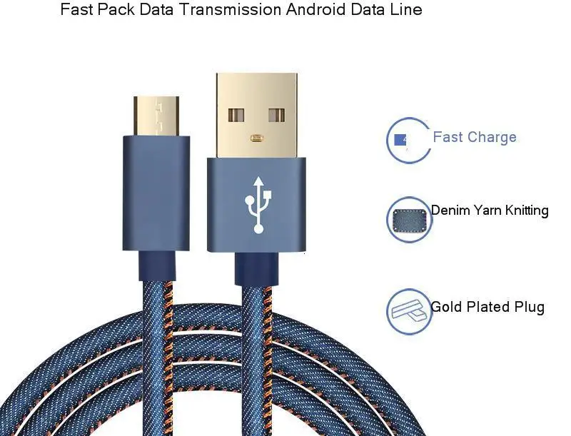 Vogek USB C кабель для samsung S9 S8 Demin Cowboy type C кабель для Xiaomi mi9 Redmi note 7 зарядный кабель для телефона One Plus 5