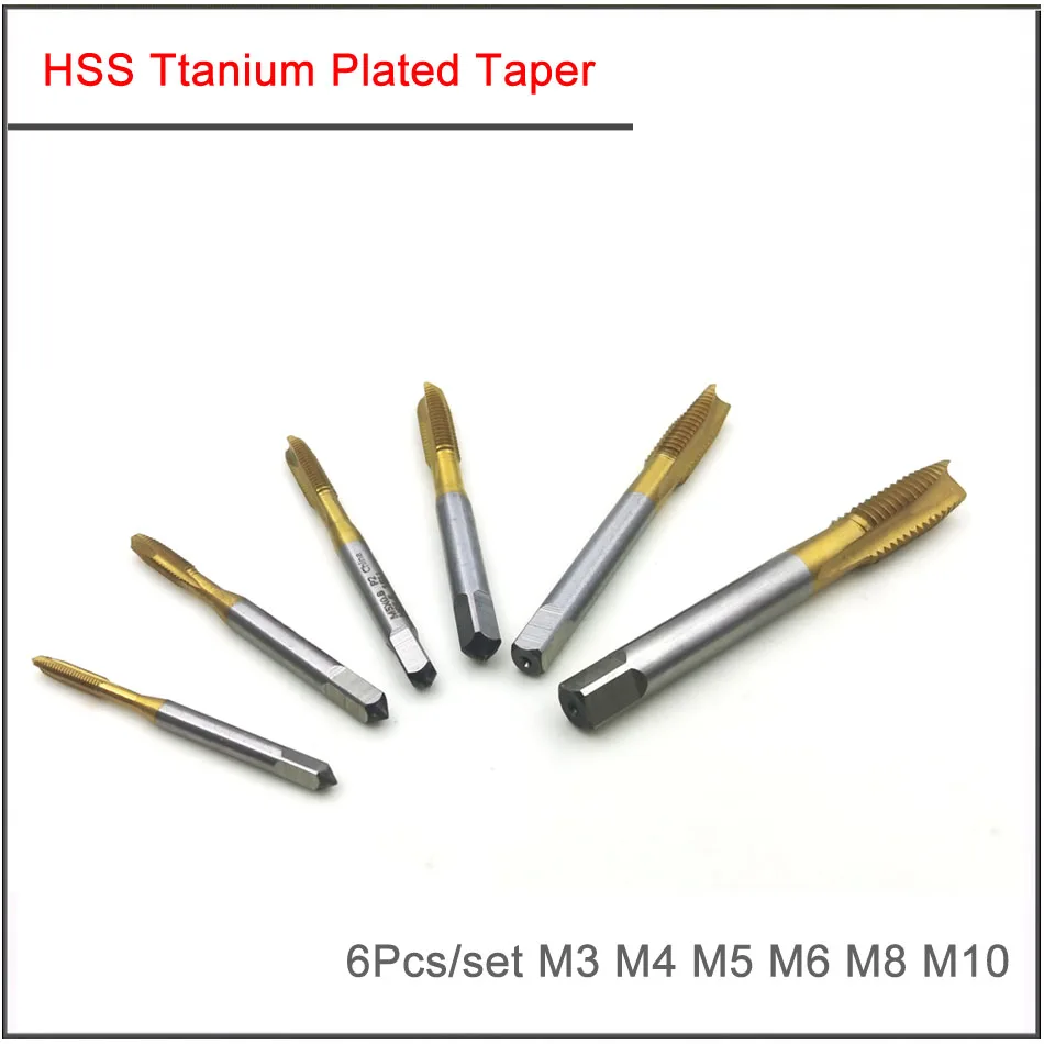 6 шт./компл. M3/M4/M5/M6/M8/M10 конус для нержавеющей стали спиральный Метчик отверстий