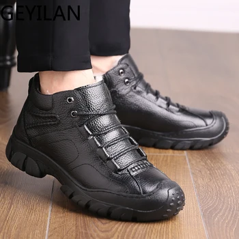 

Winter boots Men outdoor Brand Men plush warm Basic boots Admit Ankle Lace up Botas Shoes Fashion with fur Snow Boots Mens Boots