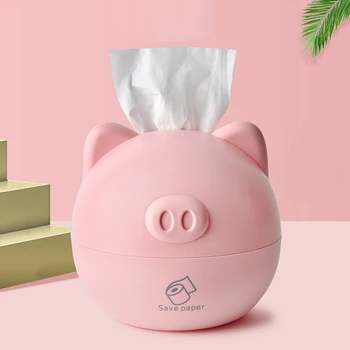 

Home Pig design Tissue Boxes Desktop Napkin Holder Round Shaped Cute Cartoon Container Towel Napkin Paper Storage Box Organizer