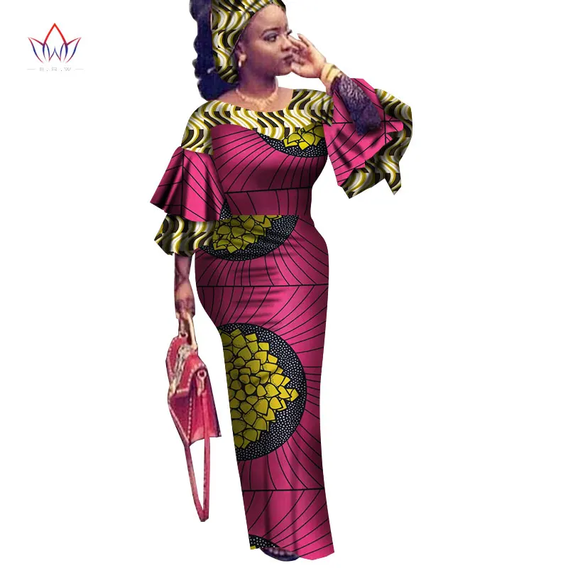 BRW African Dress For Women Summer Vintage Maxi Long-party-dress Dashiki Embroidery African Riche Bazin Femme Plus Size WY2561