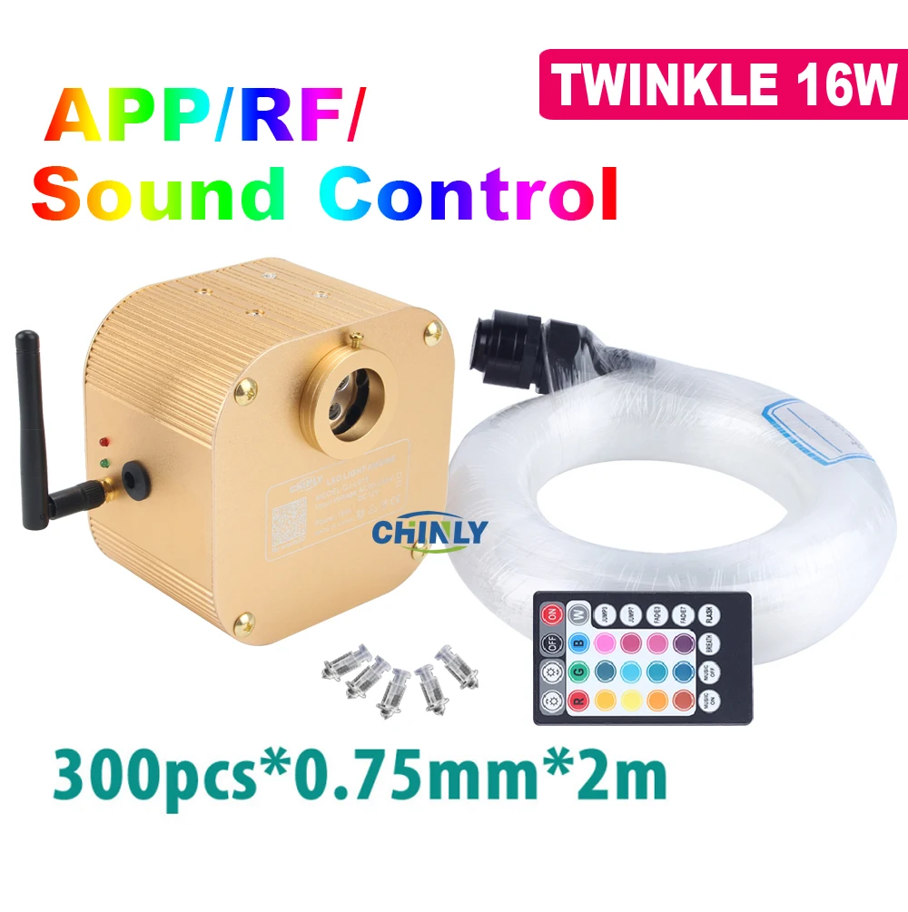 

Fiber Optic Lights Smartphone Bluetooth Music Control 16W RGBW LED Cable 300pcs Colorful Star Ceiling Lighting RF Remote Control