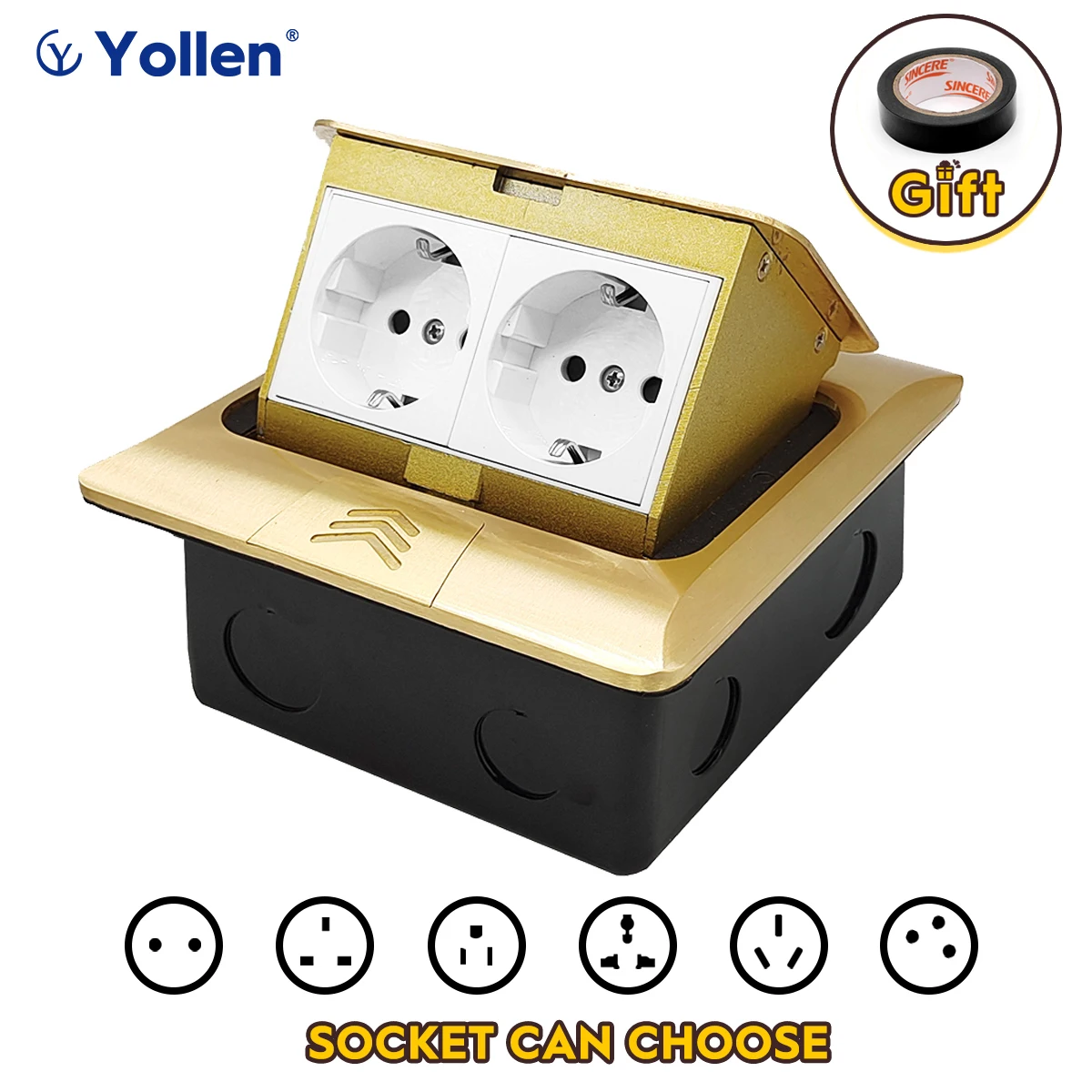 AllCopperPanelEURStandardPopUpFloor2ElectricalOutletGold
