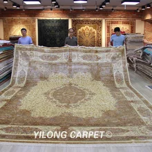 Yilong 12'x15' персидский традиционный дизайн белый цвет домашний большой размер шелковые ковры(TJ065A-12x15