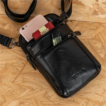 

JIWANG Brand Genuine Leather Men Bag Multi-Function Small Shoulder Messenger Belt Bags Retro Male Clutch Phone Pocket Purse New