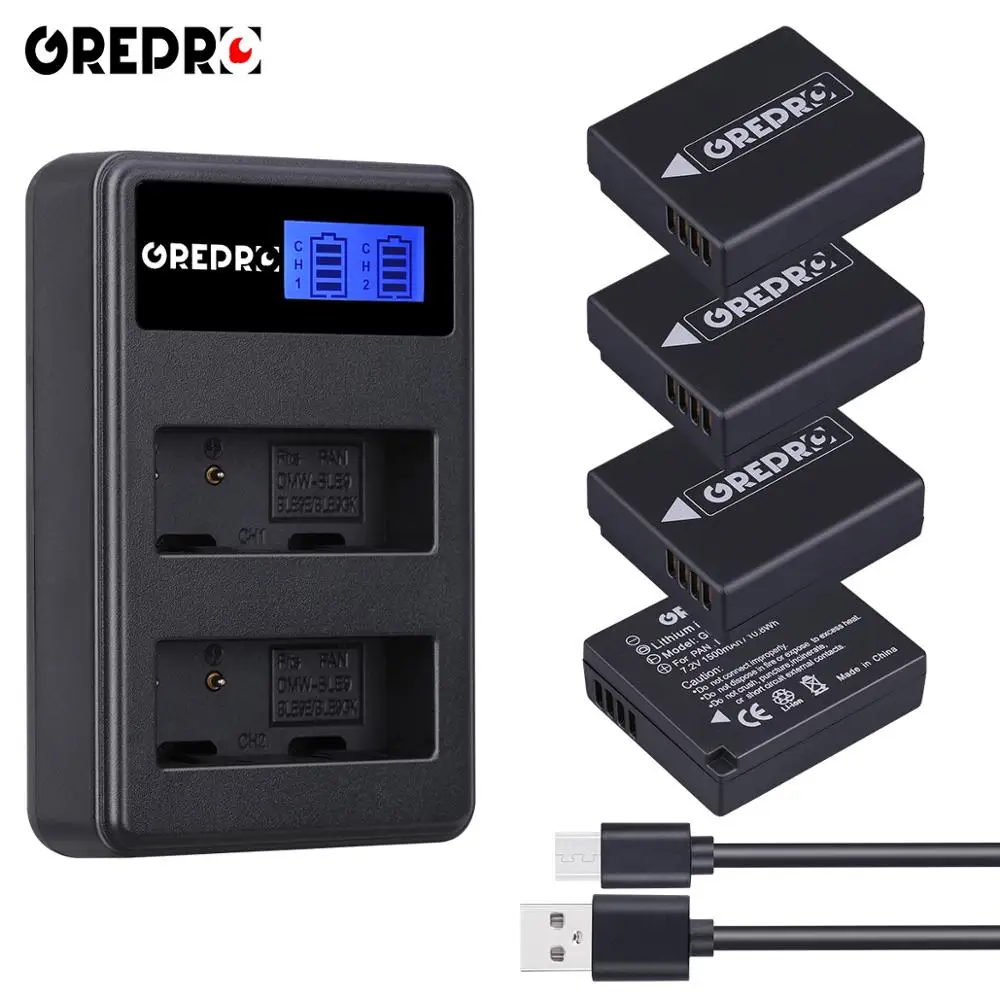 GREPRO 1500 мАч DMW-BLG10 DMW BLG10 DMW-BLE9 BPDC15 батарея+ ЖК-дисплей двойной USB зарядное устройство для Panasonic LUMIX GX80 GX85 GF5 GF6 GX7 LX100 - Цвет: 4B with charger