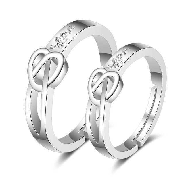 Pcs Lover Couple Zircon Adjustable Rings Love Rhinestone Opening Ring For Men Women Wedding Engagement Romantic Jewelry Gifts