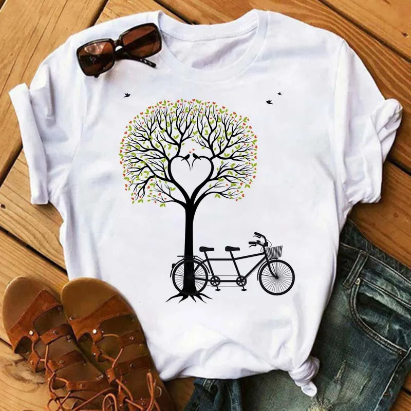 Women ButterflyTree Print Short Sleeve Casual Clothes Tee Tshirt Fashion Female Tops Cartoon Ladies Funny Floral Graphic T-Shirt best t shirts for men Tees