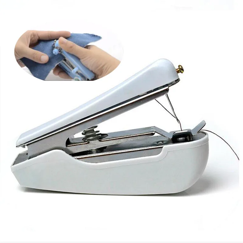 

1pc Portable Mini Manual Sewing Machine Simple Operation Sewing Tools Sewing Cloth Fabric Handy Needlework Tool Random Color