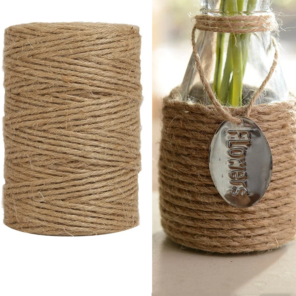 1-14mm Natural Vintage Jute Rope Cord String DIY Basket Cat Pet Scratching Handmade Gift Wrapping Gardening Wedding Decor 2-100M