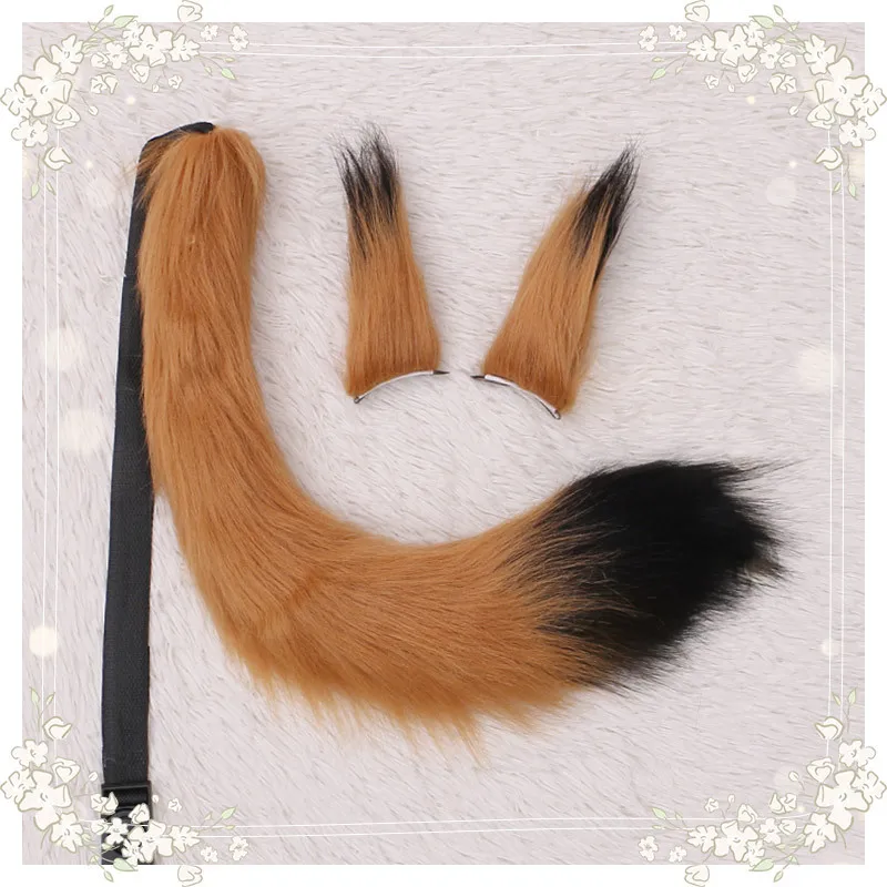 cosplay Animal tail and ears animation fox Cat wolf cosplay accessories  plush fox ears tail
