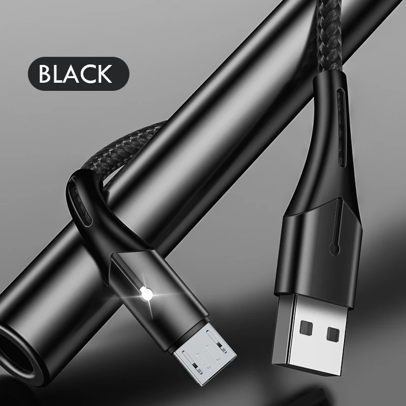 Черный ZNP USB Micro кабель 3A Быстрая зарядка микро-кабели для samsung Xiaomi LG Быстрая зарядка быстрое зарядное устройство кабель для передачи данных USB Android шнур - Цвет: Черный
