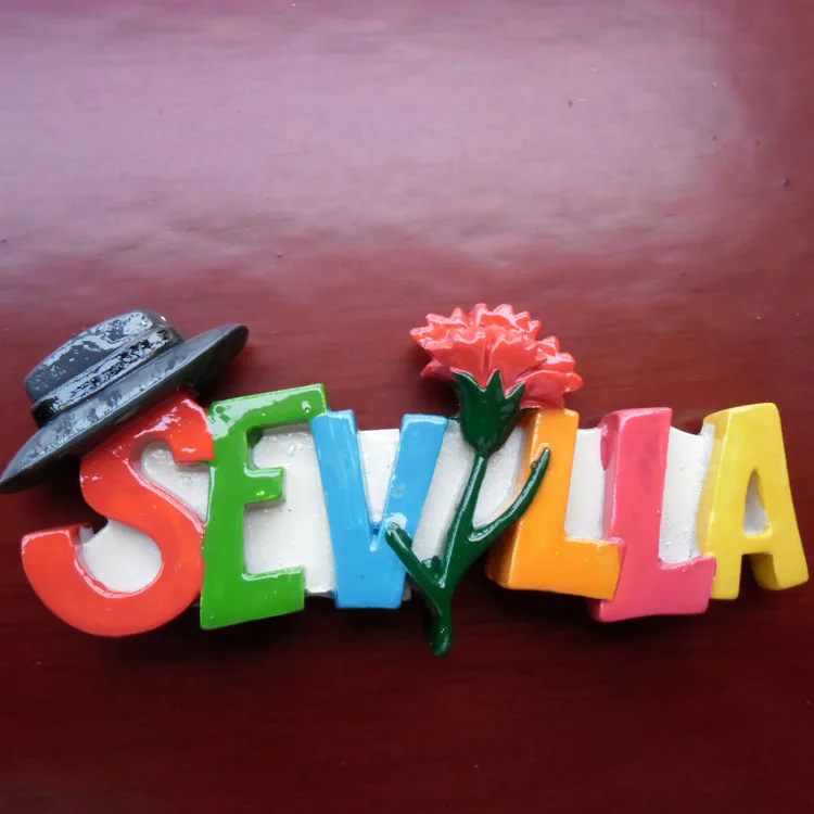 

QIQIPP Spanish tourist souvenirs Fashion letter tile refrigerator paste Home decorations with hand-held promotions