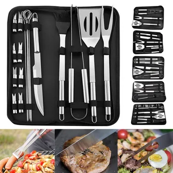 

18Pcs Stainless Steel BBQ Tools Set Barbecue Grilling Utensil Accessories Camping Outdoor Cooking Tools Kit BBQ Utensils