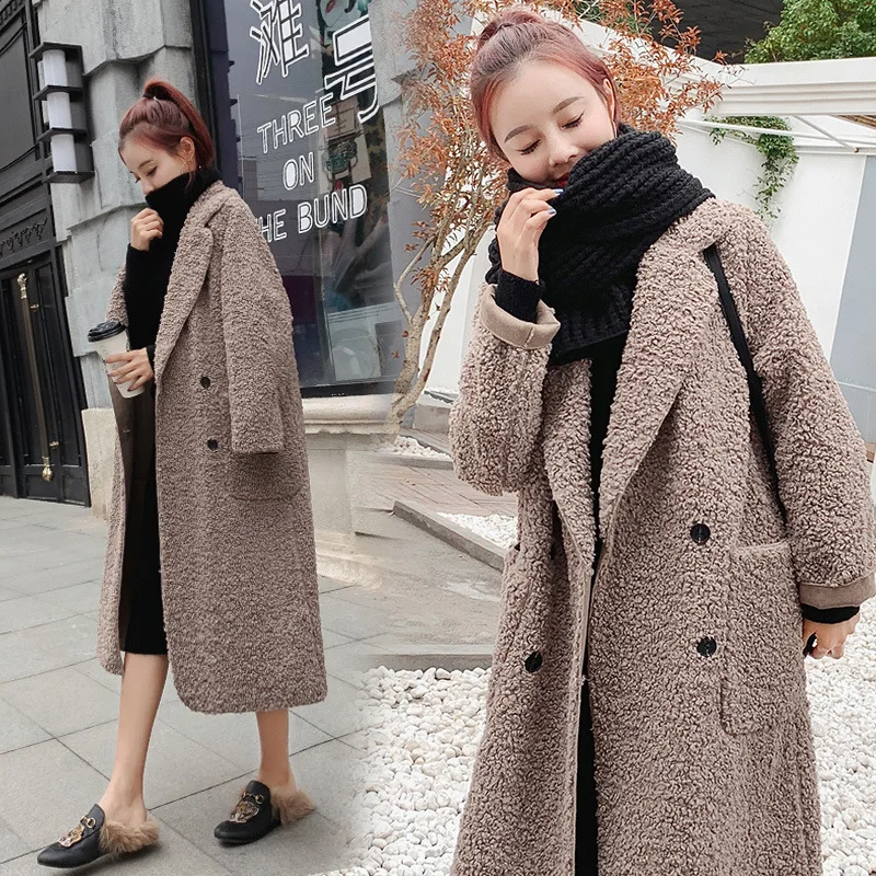 Autumn And Winter European Goods Lambs Wool Tops Women's Mid-length Versatile Fur Plush Thick Coat Fashion
