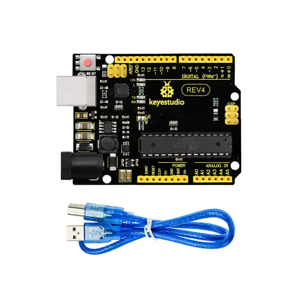 Плата Keyestudio REV4 ATmega 328 расширенная с USB кабелем для Arduino UNO DIY|Интегральные схемы| |