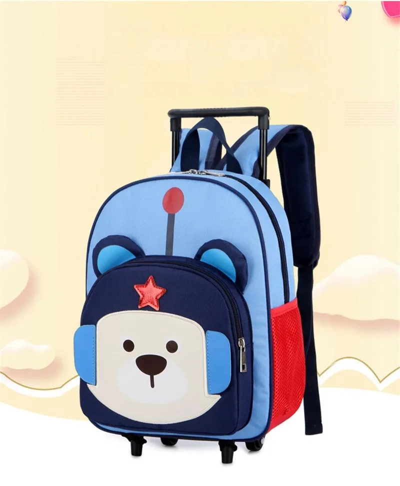 for Backpacks Cartoon bear School Bags Kids Kindergarten Girls Boys Children Anti-lost Nursery Bag Trolley backpack