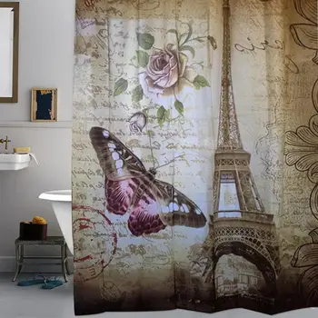 

Waterproof Paris Eiffel Tower Bathroom Shower Bath Shower Curtain Tools