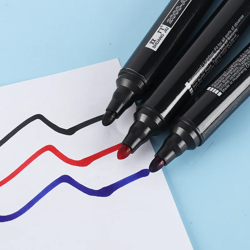 10pcs/lot 2mm thick pen tip Permanent Paint Marker Pen Oily Waterproof Black Pen For Tyre Markers Quick Drying Signature Permanent Marker Pen