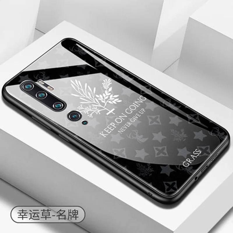 Для Xiaomi Mi Note 10 чехол противоударный задняя крышка трава олень мультфильм чехол из закаленного стекла для телефона Note10 Note 10 защитный чехол s