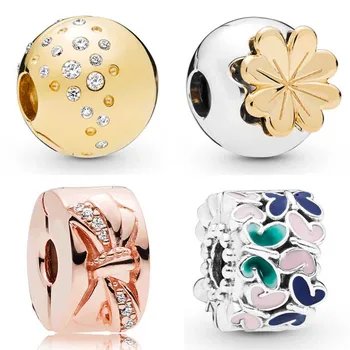 

Shining Bow Butterfly Arrangement Clover Scattered Sparkle Clip Charm Fit Bracelet 925 Sterling Silver Bead DIY Jewelry