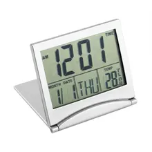 Sliver LED Display Alarm Clock Digital Thermometer Calendar Display Date Desk Table Clock Display Datum Bureau Tafel Klok Sliver new abs multi functions digital desk pen pencil holder display lcd alarm clock thermometer