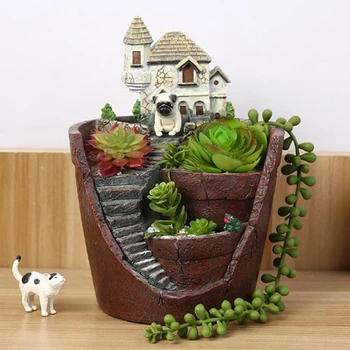 

1Pc Home Garden Decoration Plants Holder Flower Pots Succulent Plants Planter Flowerpot Resin Flower Pot Desktop Potted Holder