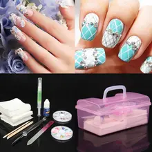 Модный дизайн ногтей наборы вилка клей Наклейка хлопковые накладки кисть с ручкой для маникюра Акриловые Советы Красота DIY практичные Инструменты Набор для ногтей