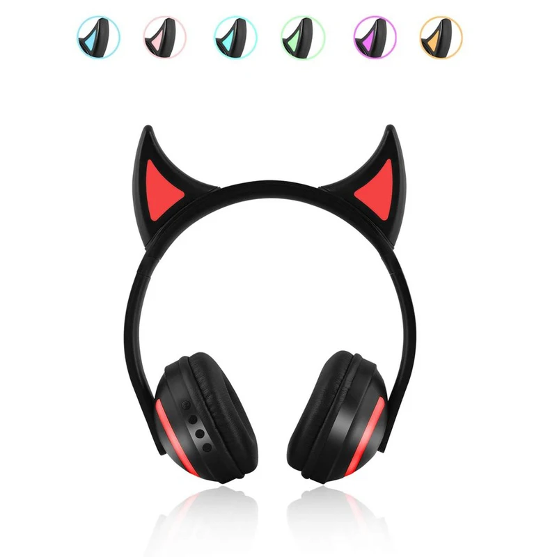 513littledevil GTIPPOR кошачьи наушники Bluetooth стерео наушники мигающие светящиеся кошачьи наушники игровая гарнитура наушники 7 цветов светодиодный светильник - Цвет: 513littledevil