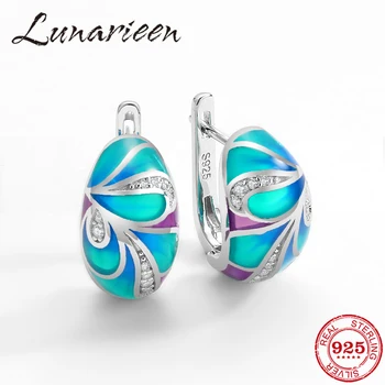 

Silver Earrings For Women Pure 925 Sterling Silver flowers Luxury Sparkling Green and blue CZ Trendy Stud Earrings Fine Jewelry