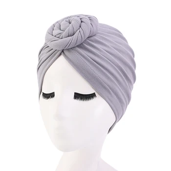 

5Colors European Satin Ladies Muslin Hijab Chemotherapy Hat Fashion Bonnet Haircaring American Popular Donut Turban Hair Cap