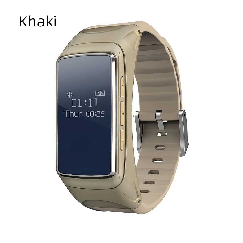Khaki Bluetooth Смарт-браслет пульсометр браслет гарнитура наушники напоминание о звонках фитнес-трекер бизнес Здоровье Спорт - Цвет: Khaki