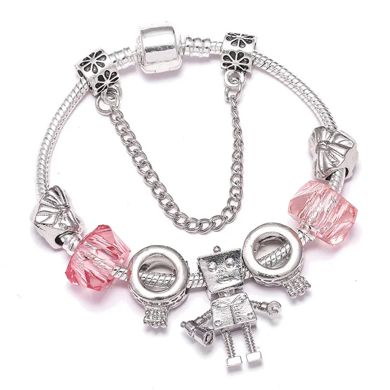 Boosbiy Лидер продаж посеребренные браслеты с розовыми бусины Минни DIY брендовый браслет и браслет ювелирные изделия подарок для женщин и детей