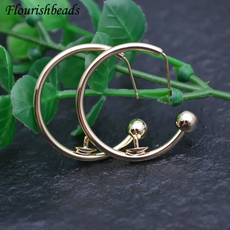 

High Quality Real Gold Plated Hoops Earrings Big Circle Ear Hoops Anti-rust Earrings Hooks for DIY Jewelry Making Supplies