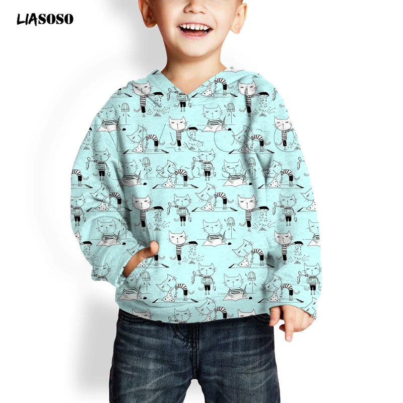 LIASOSO new 3D printing Cute animal collection child Hoodie,Elephant, cat,dog Cute Animal Hoodie streetwear Boy&girl pullover