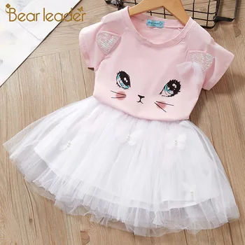 

Bear Leader Girls Casual Dresses New Summer Kids Cute Cartoon Cat Baby Costumes Children Sweet Party Outfits for 2 6 Years