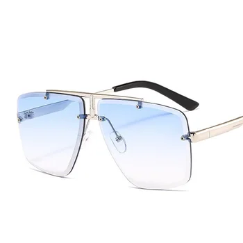 

Unisex Fashion 2020 New Men's Square Sunglasses Women Mirror Silver Shades Vintage Brand Trend Oversized Sun Glasses For Female