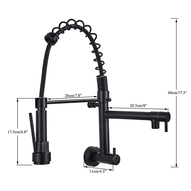 Kitchen Faucets Rozin Matte Black Pull Down Single Cold Water Dual Spouts 4 Colors Wall Mounted ABS Nozzle Crane