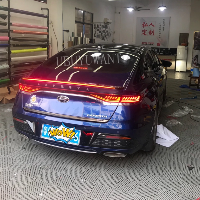 

UBUYUWANT For Hyundai LAFESTA 2017-2020 Rear Trunk Spoiler Black With LED Light Car Boot Lip Wing Decoration Car Styling