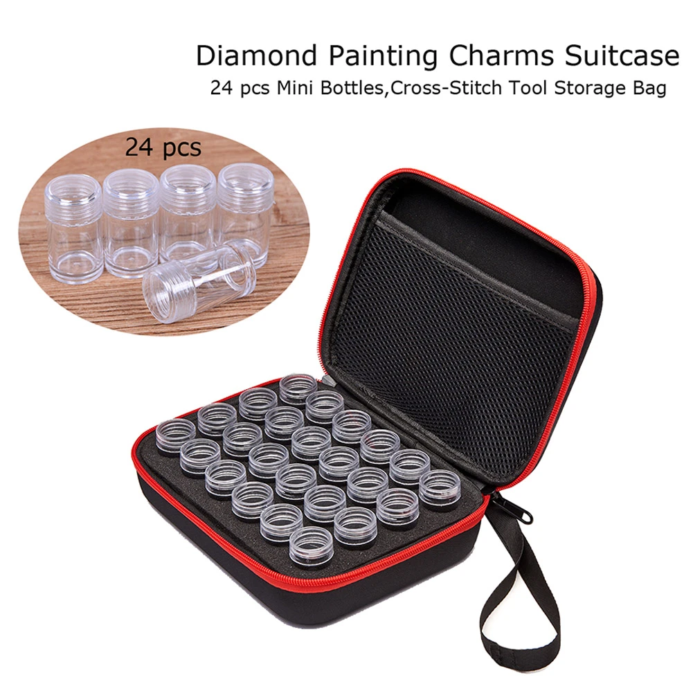 Diamond Painting Accessories Carry Case Container Storage Box 24 Slots Hand Bag