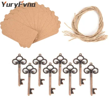 

YuryFvna 50 Pcs/Lot Key Bottle Opener Skeleton Wine Opener Wedding Gifts for Guests Rustic Wedding Party Favors Souvenir Gifts