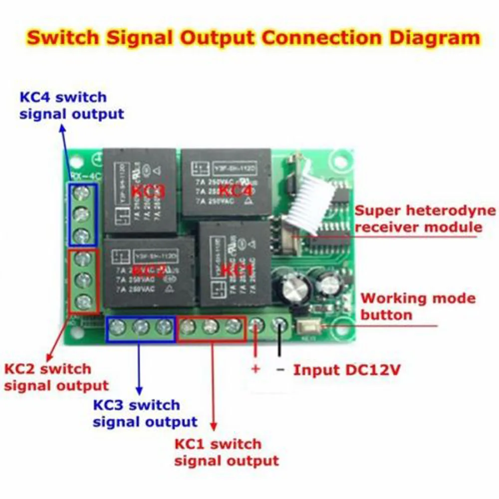 Смарт несколько DC 12V 24V 10A 315/433 MHz 4CH 4 CH беспроводное реле RF пульт дистанционного управления приемник+ 1 2 3 4 передатчик