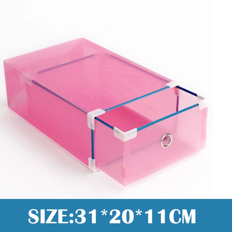 women pink(5pcs) 5 шт. утолщенный ящик коробка для хранения обуви прозрачный пластиковый органайзер обуви чехол Штабелируемый прямоугольник PP коробки для обуви Органайзер - Цвет: women pink(5pcs)