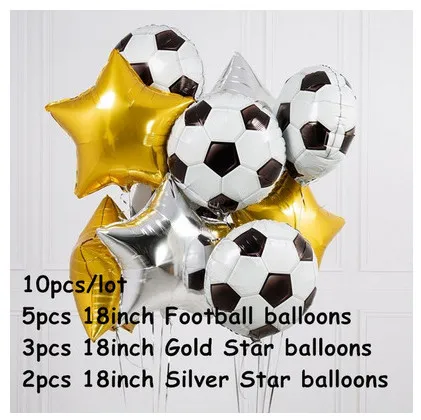 10 шт. 18 дюймов футбольные Звездные воздушные фольгированные шары золотые конфетти гелиевые шары футбольные тематические вечерние спортивные украшения для мальчиков на день рождения - Цвет: mix 10pcs